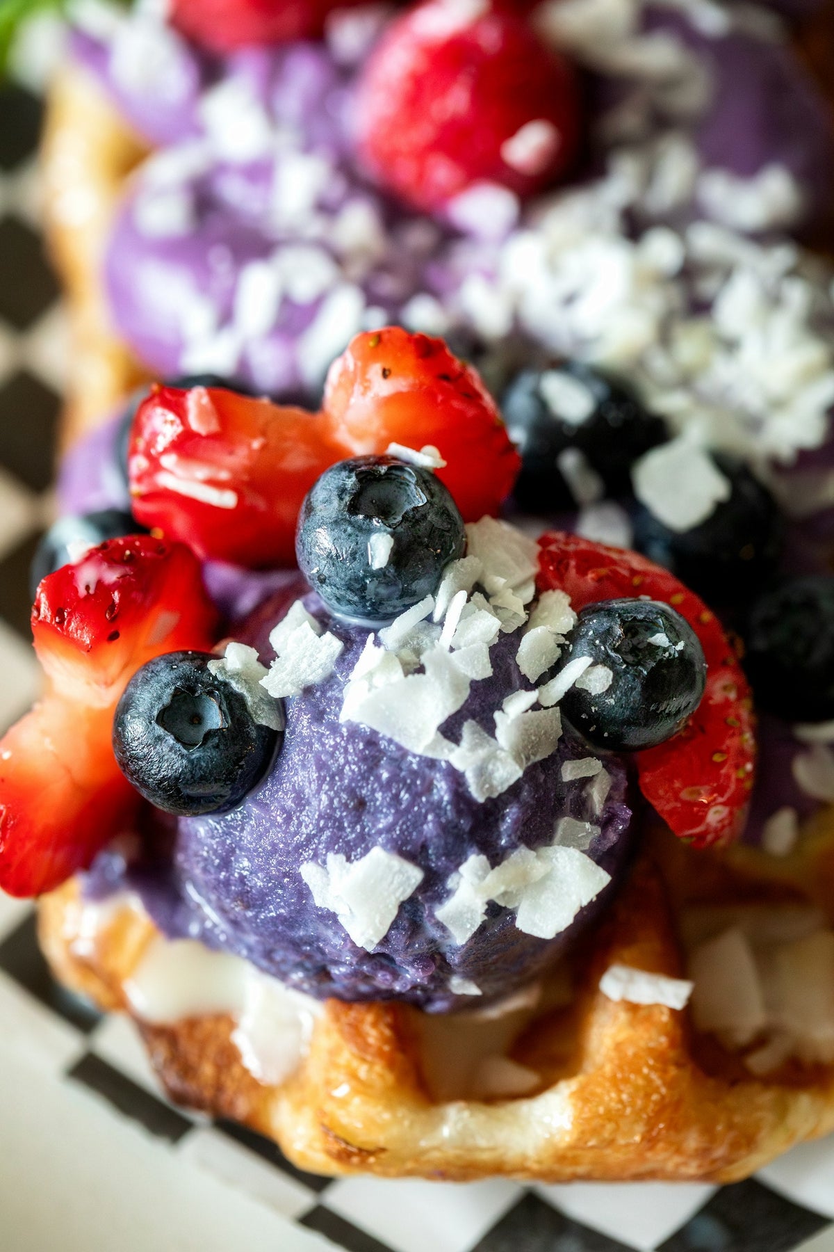Fluffy breakfast stack with berries