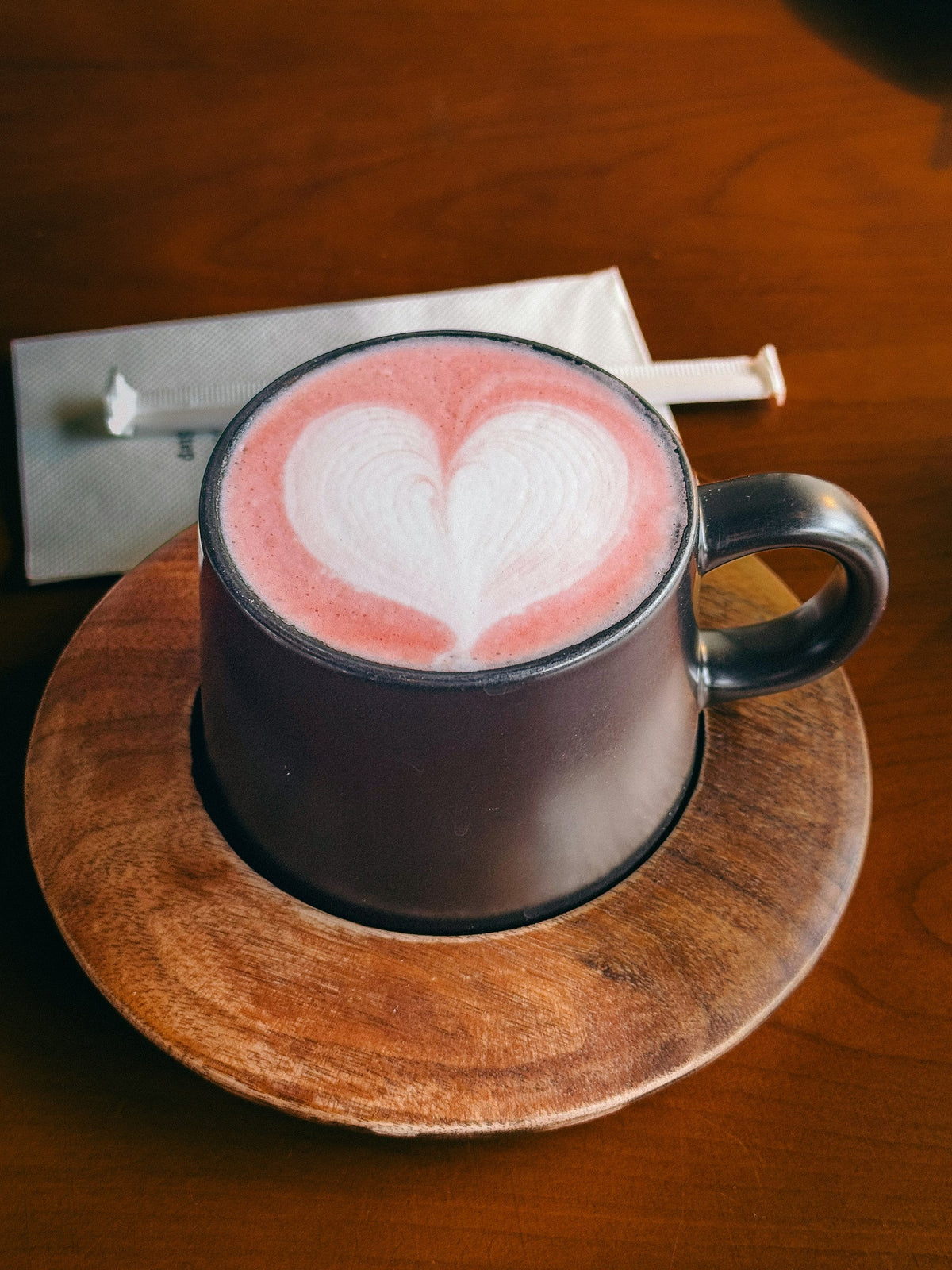 Homemade ube latte with latte art
