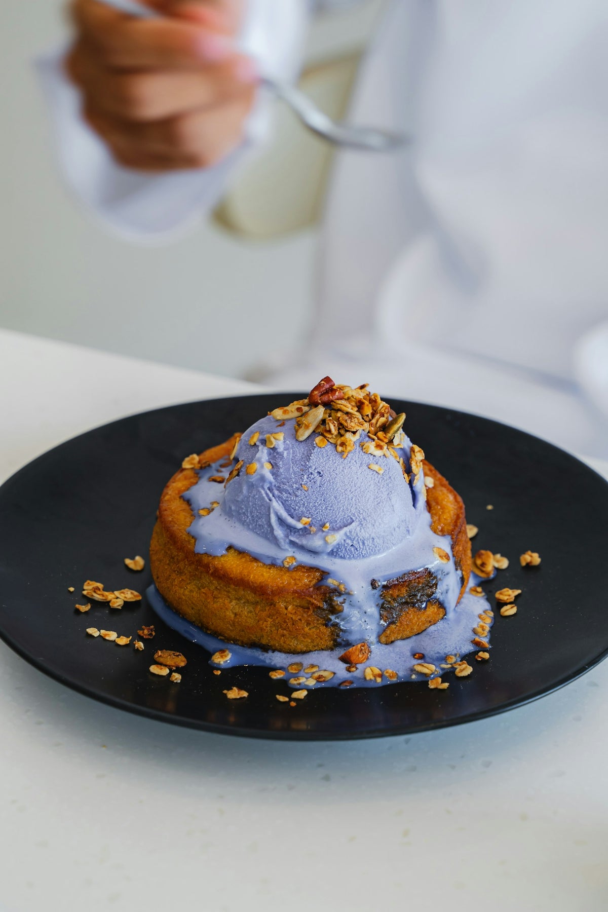 Ube dessert on a plate